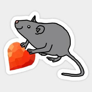 Cute Valentines Day Rat with Red Heart Sticker